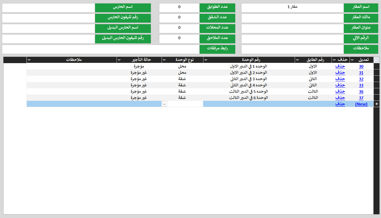 العقارات والوحدات